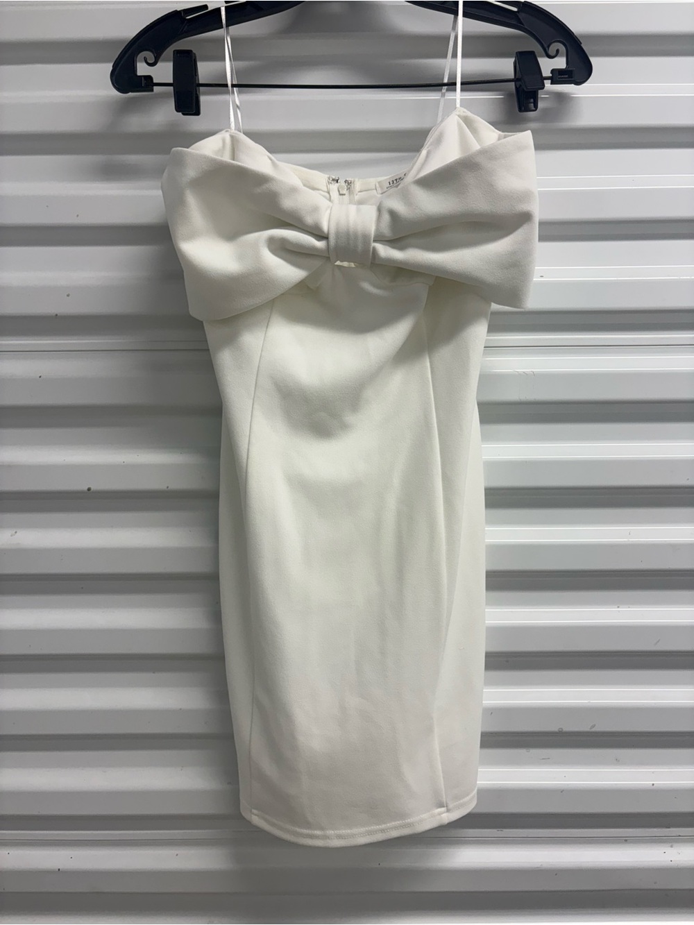 12th Tribe Womens White Solid Sweetheart Bow Spaghetti Strap Mini Dress S **NWT